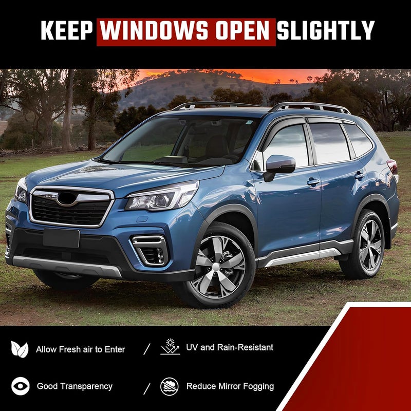 ISINLASSO Tape-On Rain Guards Compatible with Subaru Forester 2019 2020 2021 2022 2023 2024 Black Extra Durable Shatterproof Side Window Deflectors, Vent Window Visors, Wind Deflectors - 6 PCS - Image 5